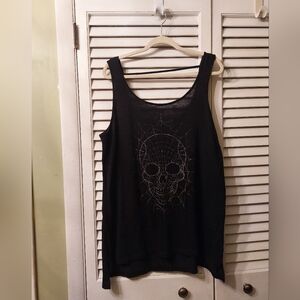 Black Tank Top with Skull Design